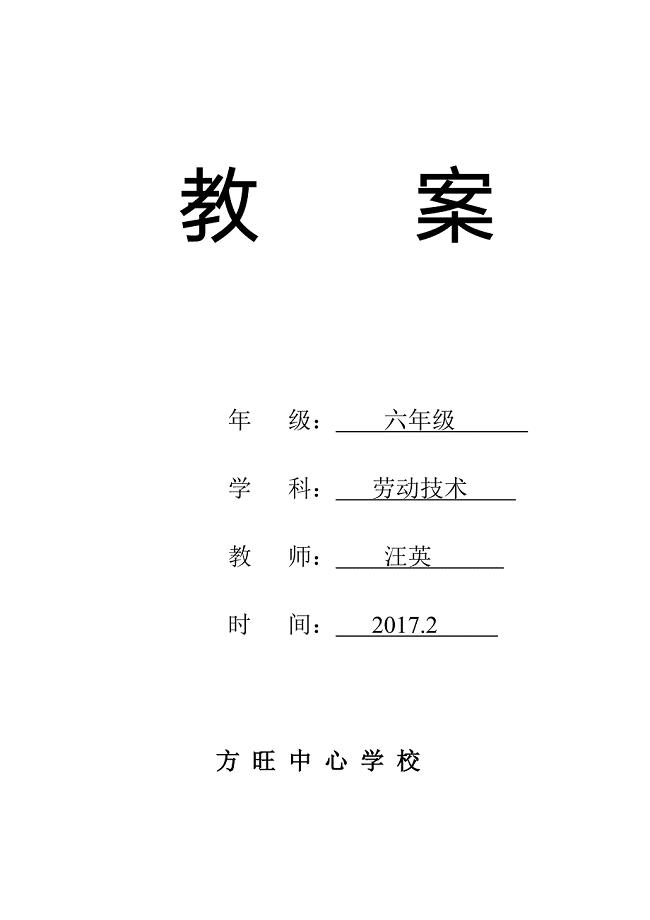 六年级下册劳技教案
