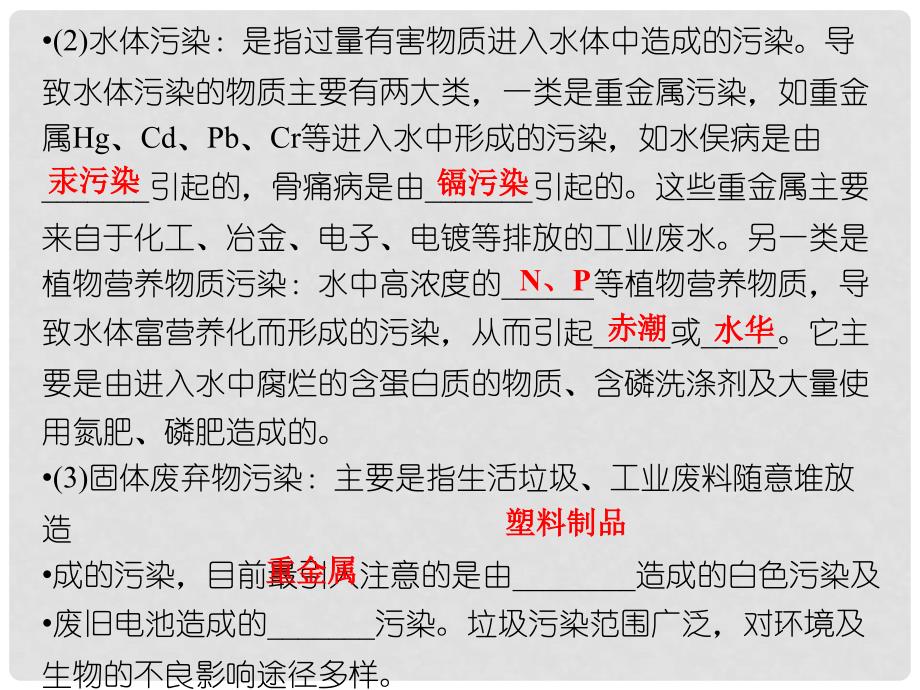 高考化学一轮总复习 专题课堂　环境保护与绿色化学课件_第4页