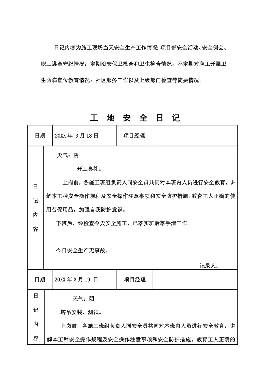 某建筑工程项目工地安全日记实例_第4页