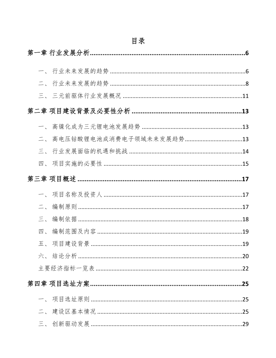 江苏锂电池正极材料前驱体项目可行性研究报告(DOC 82页)_第1页