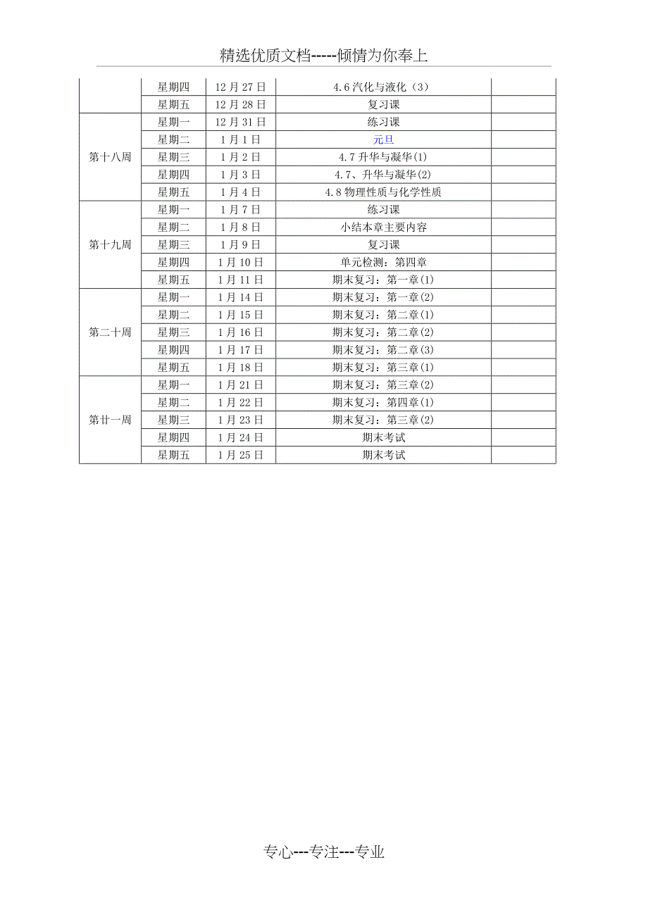 2018学年浙教版科学七年级第一学期教学进度表_第3页