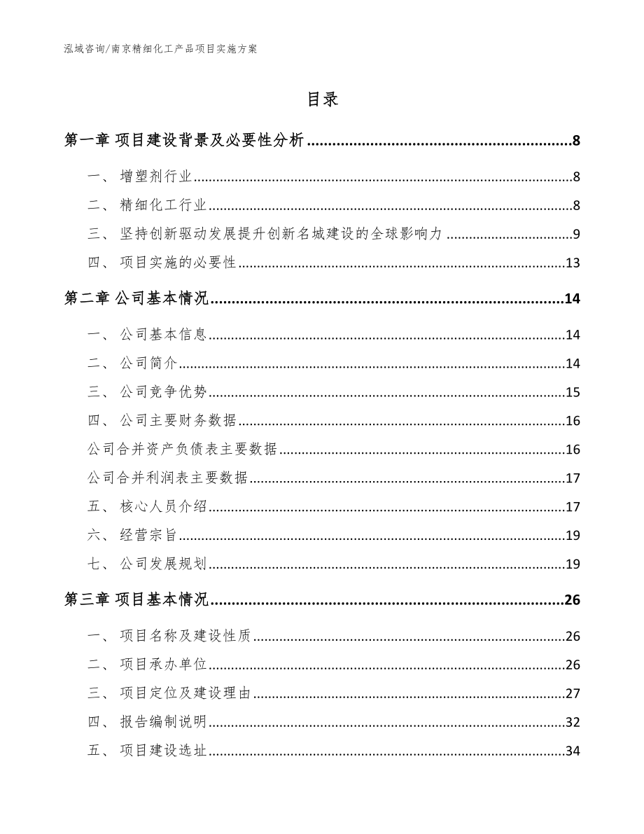 南京精细化工产品项目实施方案（模板范文）_第1页
