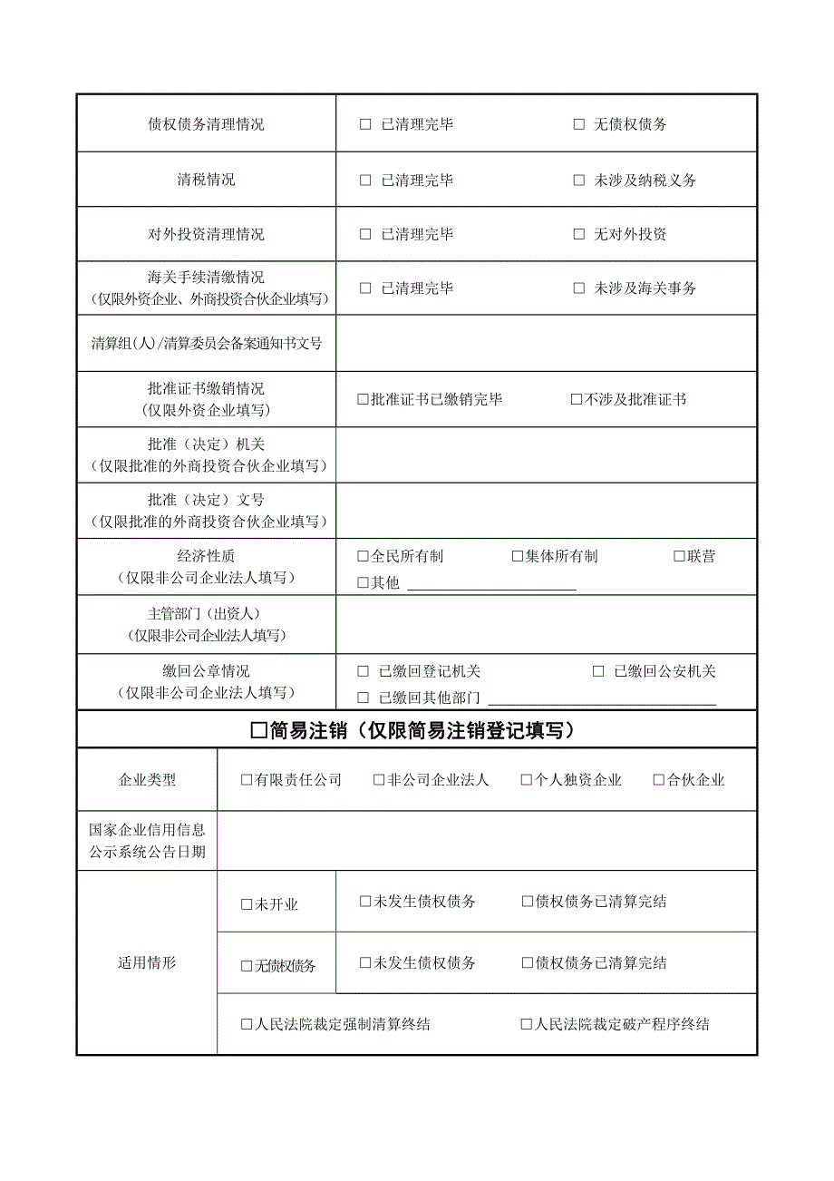 企业注销登记申请书_第2页