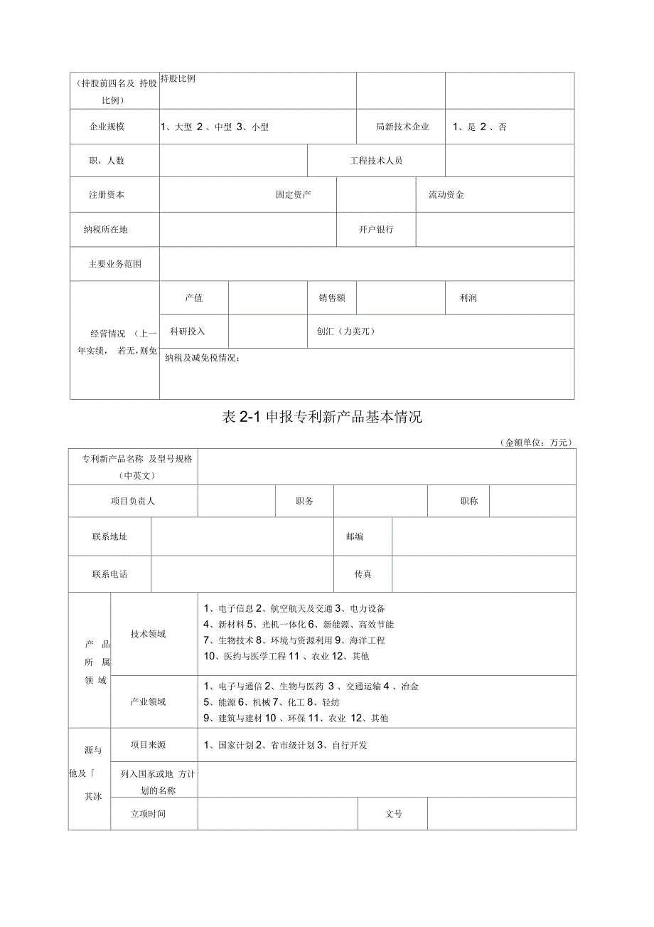 上海市专利新产品认定申报表_第2页
