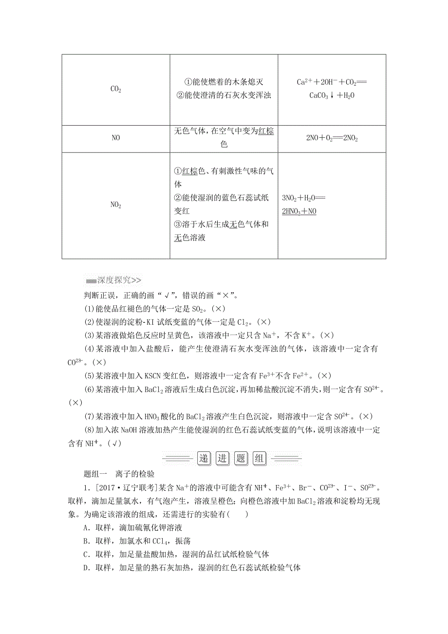 高考化学大一轮复习第10章第2节考点2物质的检验教师用书新人教版_第3页