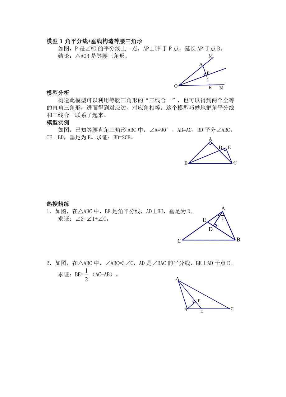 初中几何专题提高讲义第二章 角平分线四大模型_第3页