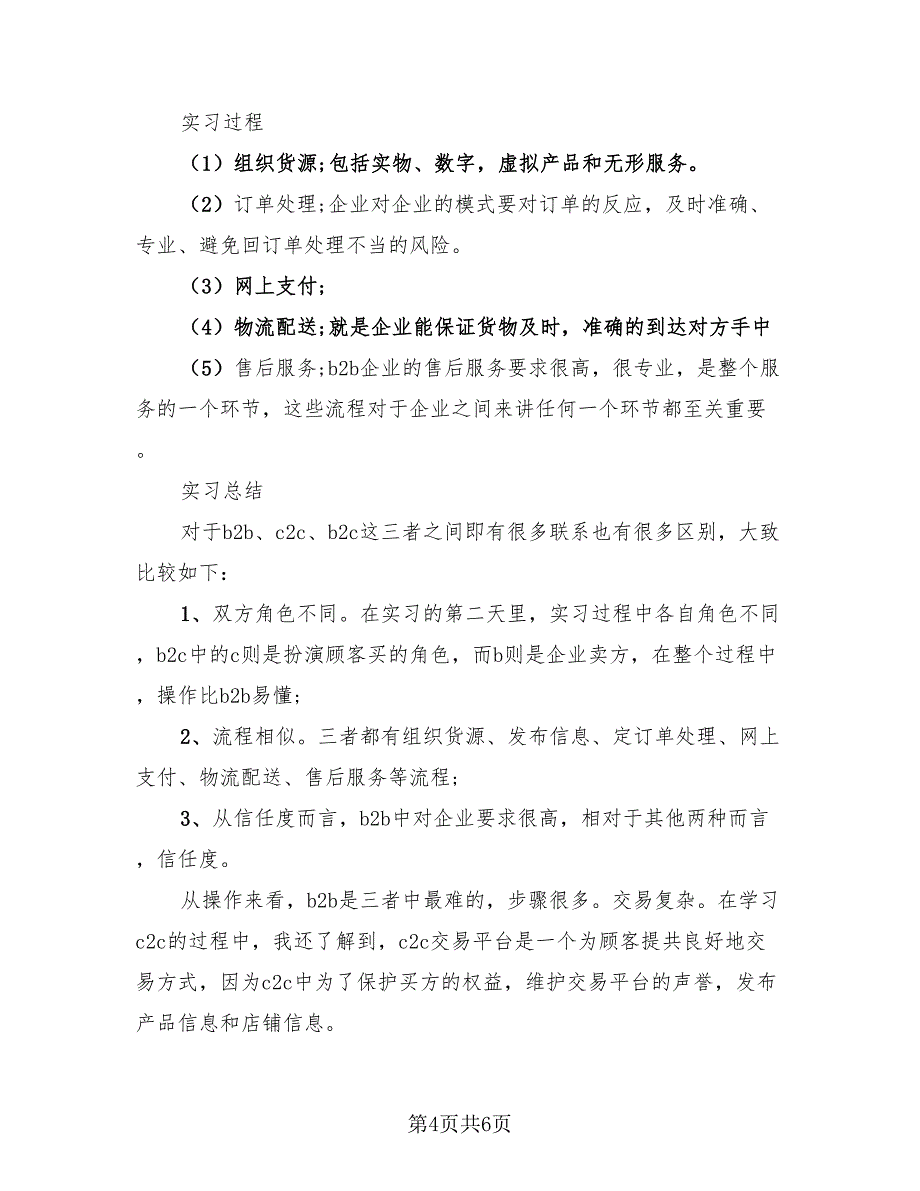 2023年电子商务实习总结范文（2篇）.doc_第4页