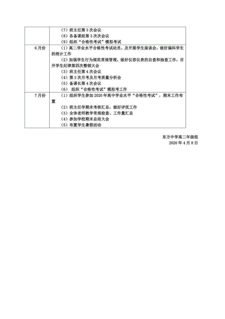 2019-2020学年第二学期(第二学期)高二年级组工作计划_第4页