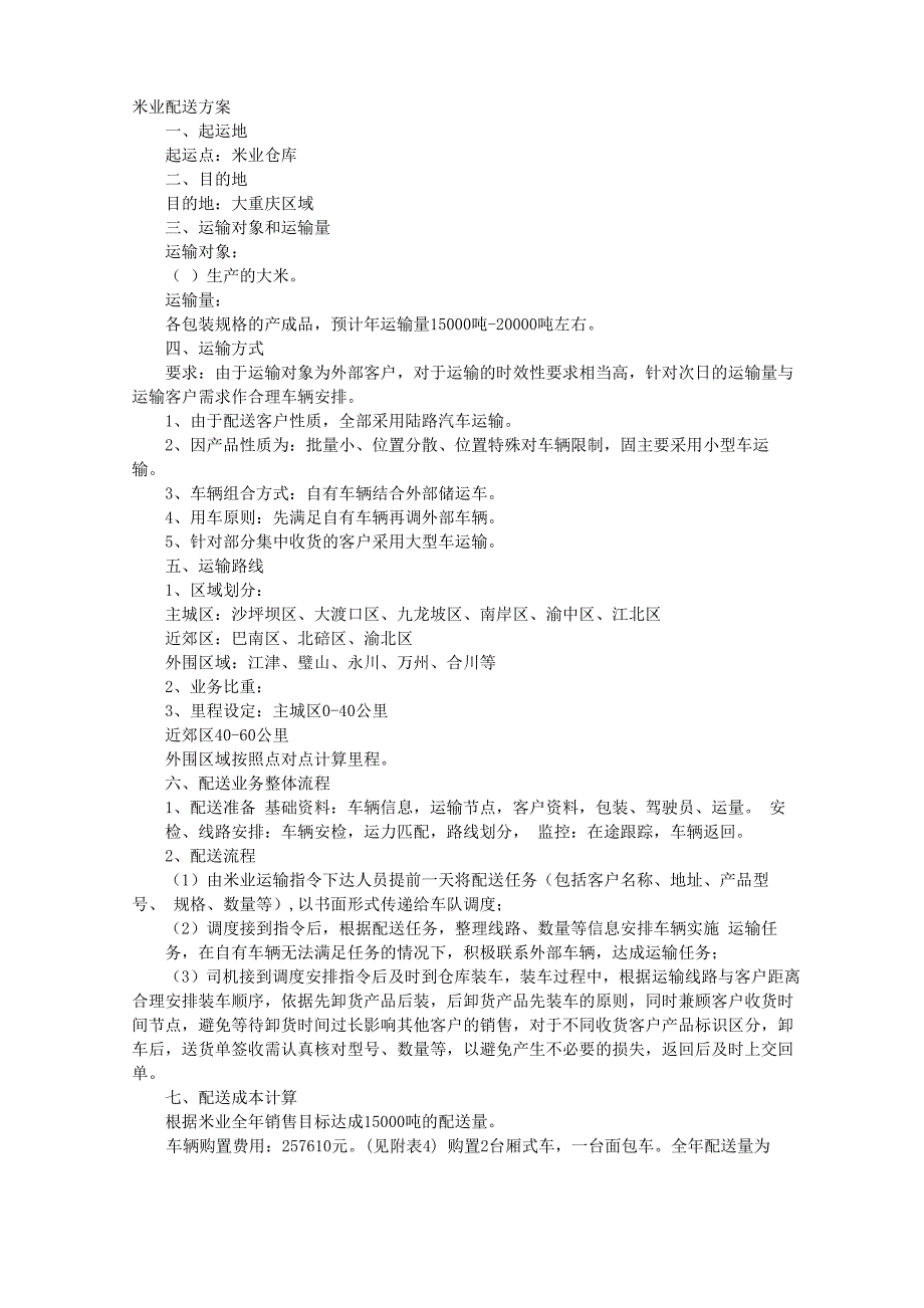 大米配送实施方案_第1页