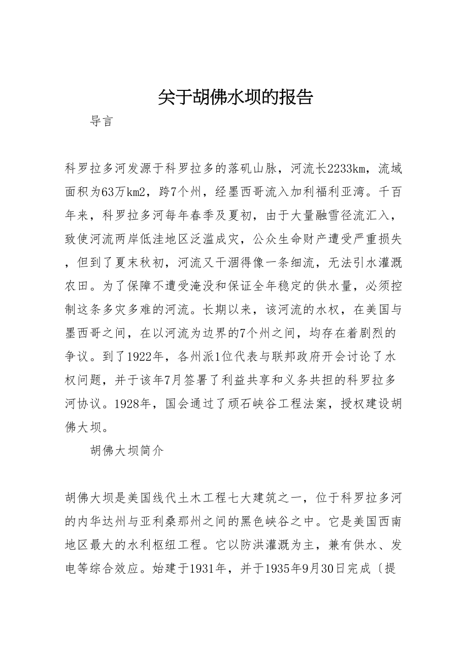 2023年关于胡佛水坝的报告_第1页