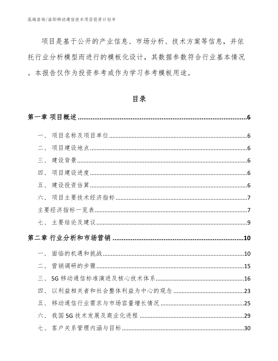 洛阳移动通信技术项目投资计划书【模板】_第2页