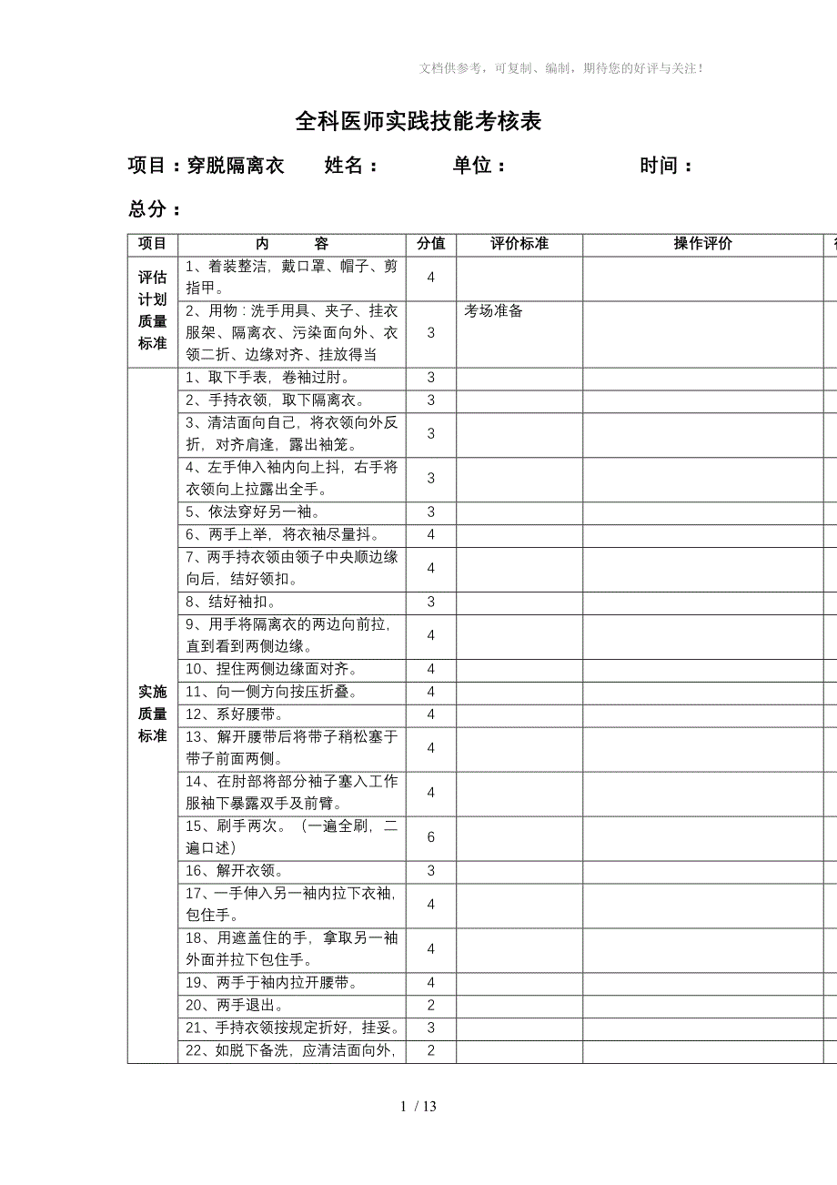 全科医师实践技能考核表_第1页