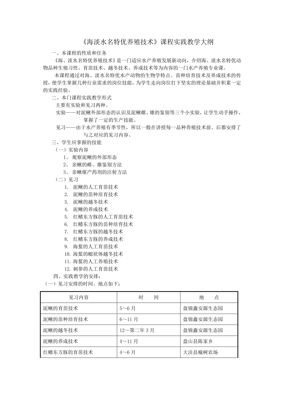 水产养殖技术专业《虾蟹养殖技术》课程实践教学大纲 - 盘锦职业技术_第3页