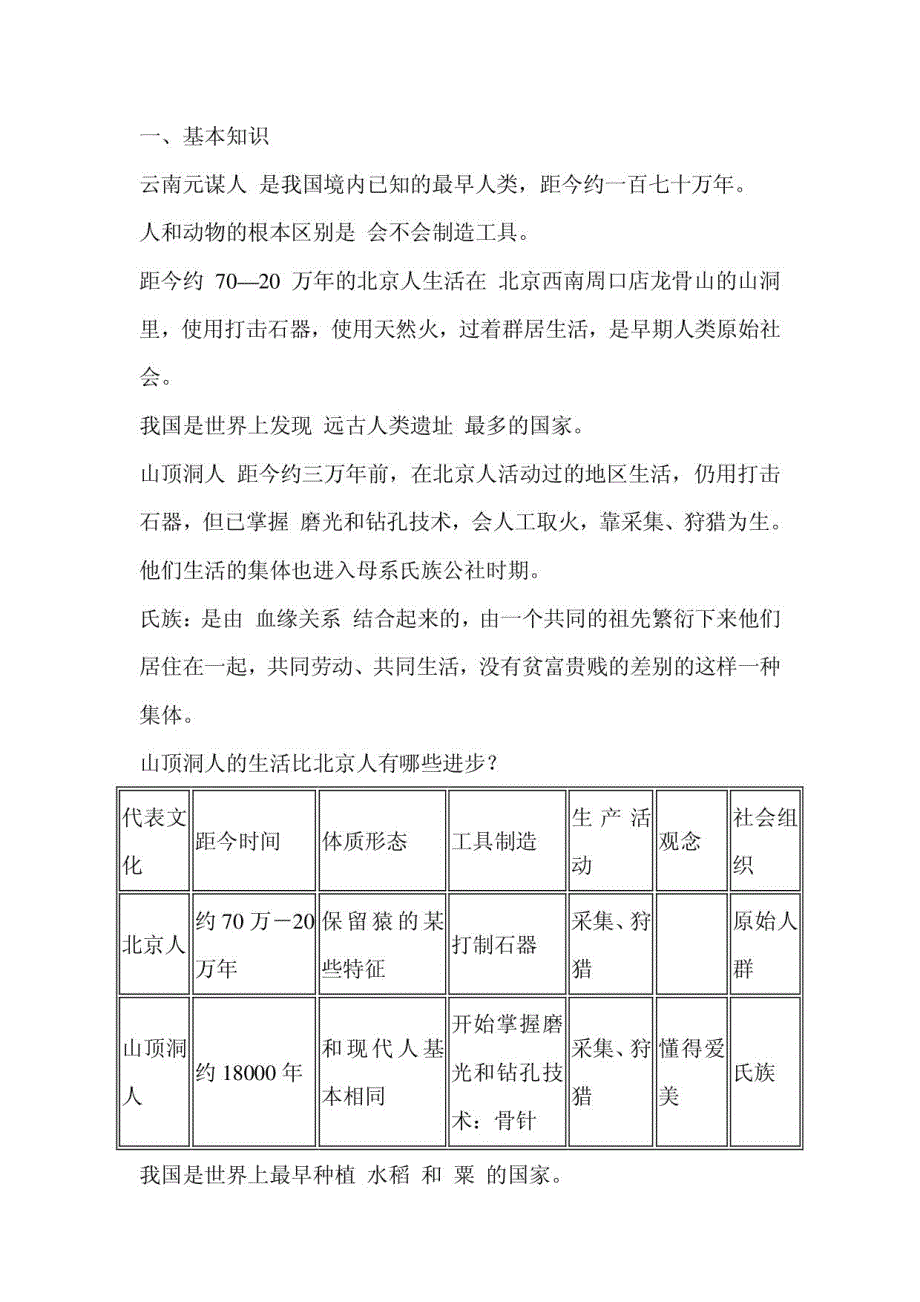 七年级历史上册知识复习_第1页