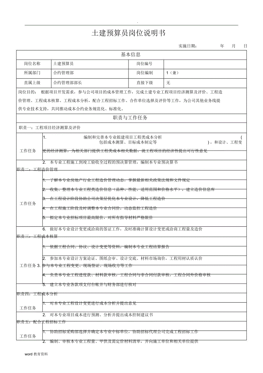 合约管理部岗位说明书_第4页