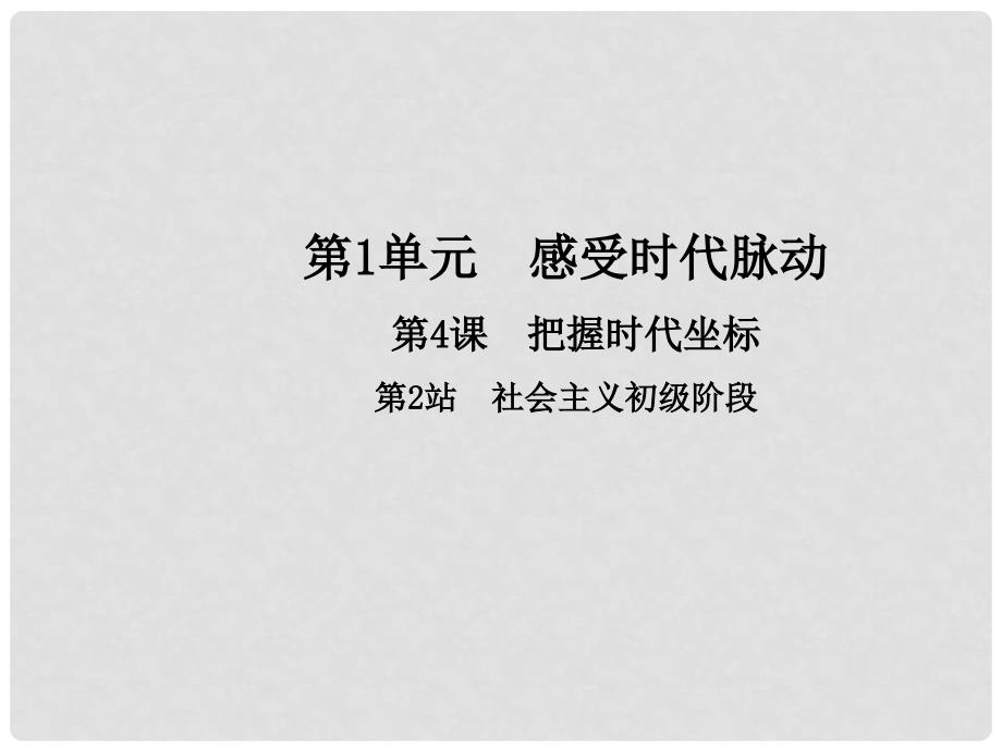 九年级政治全册 第1单元 感受时代脉动 第4课 把握时代坐标 第2框 社会主义初级阶段课件 北师大版_第1页