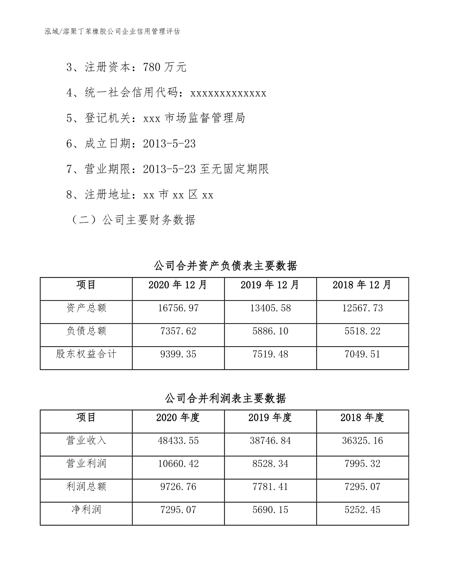 溶聚丁苯橡胶公司企业信用管理评估_参考_第5页