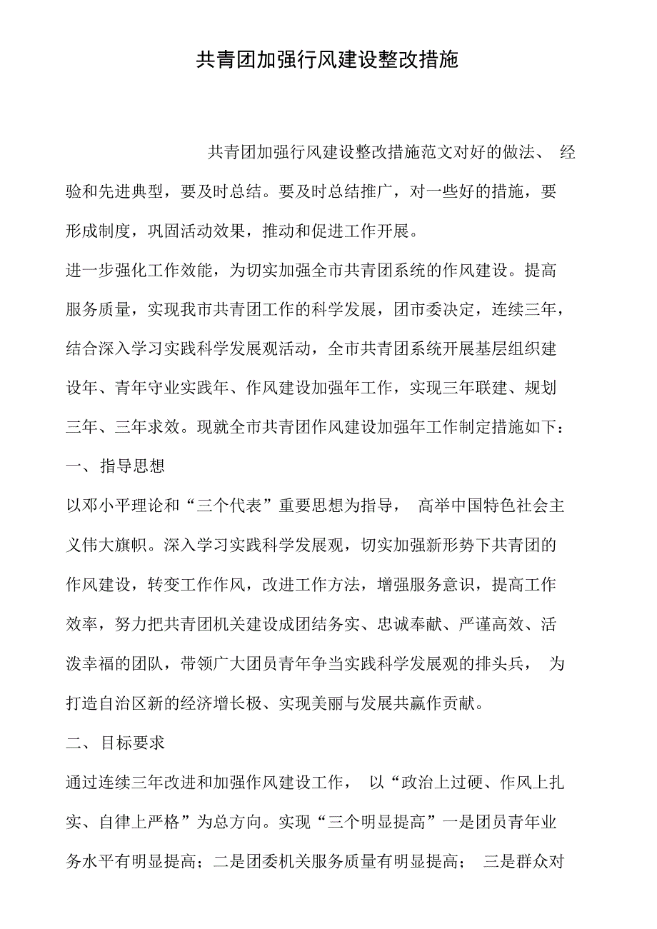 共青团加强行风建设整改措施_第1页