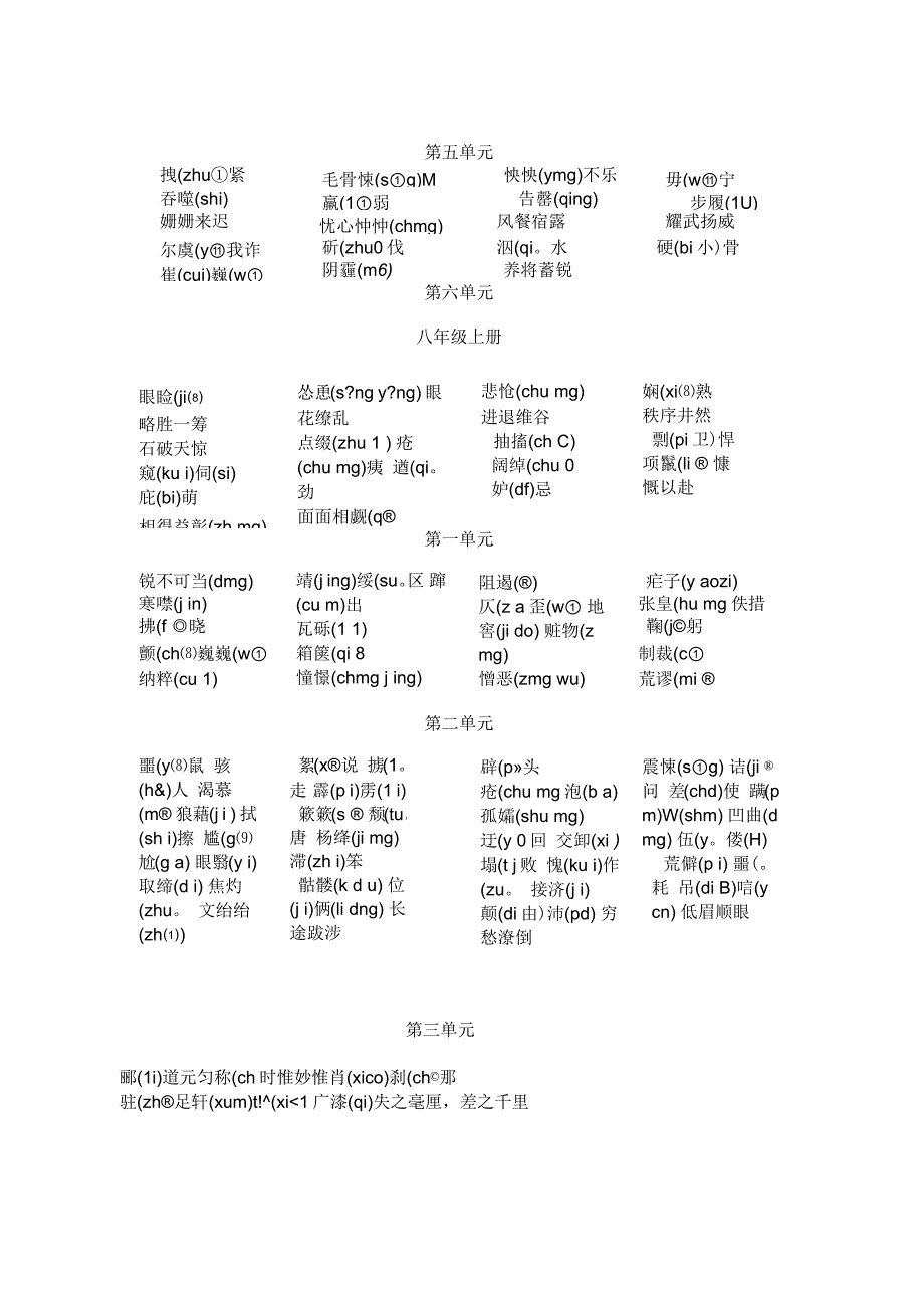 人教版初中语文重点字词归纳_第3页