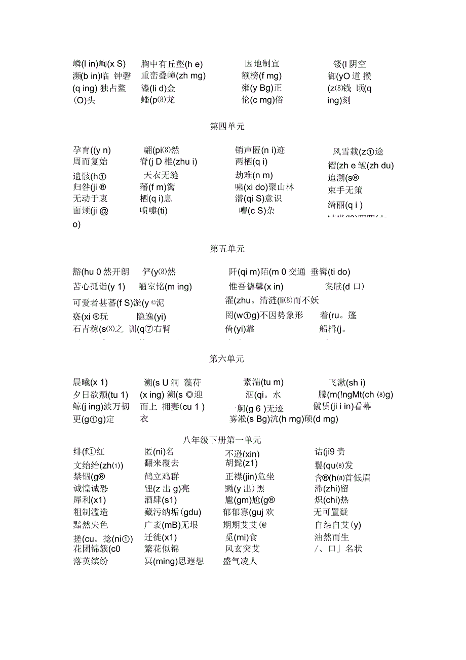 人教版初中语文重点字词归纳_第4页