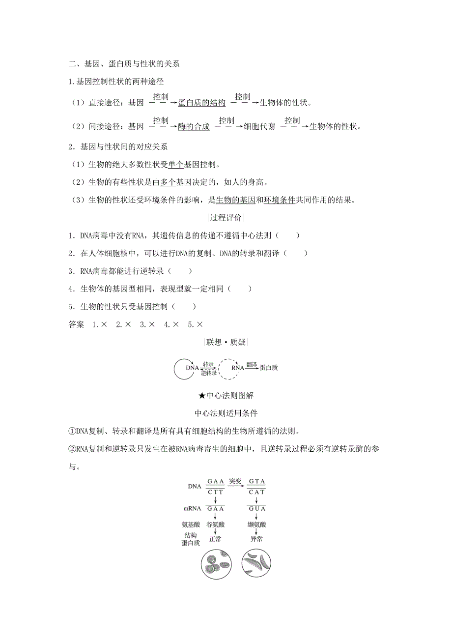 高中生物第4章基因的表达第2节基因对性状的控制学案新人教版(DOC 18页)_第2页