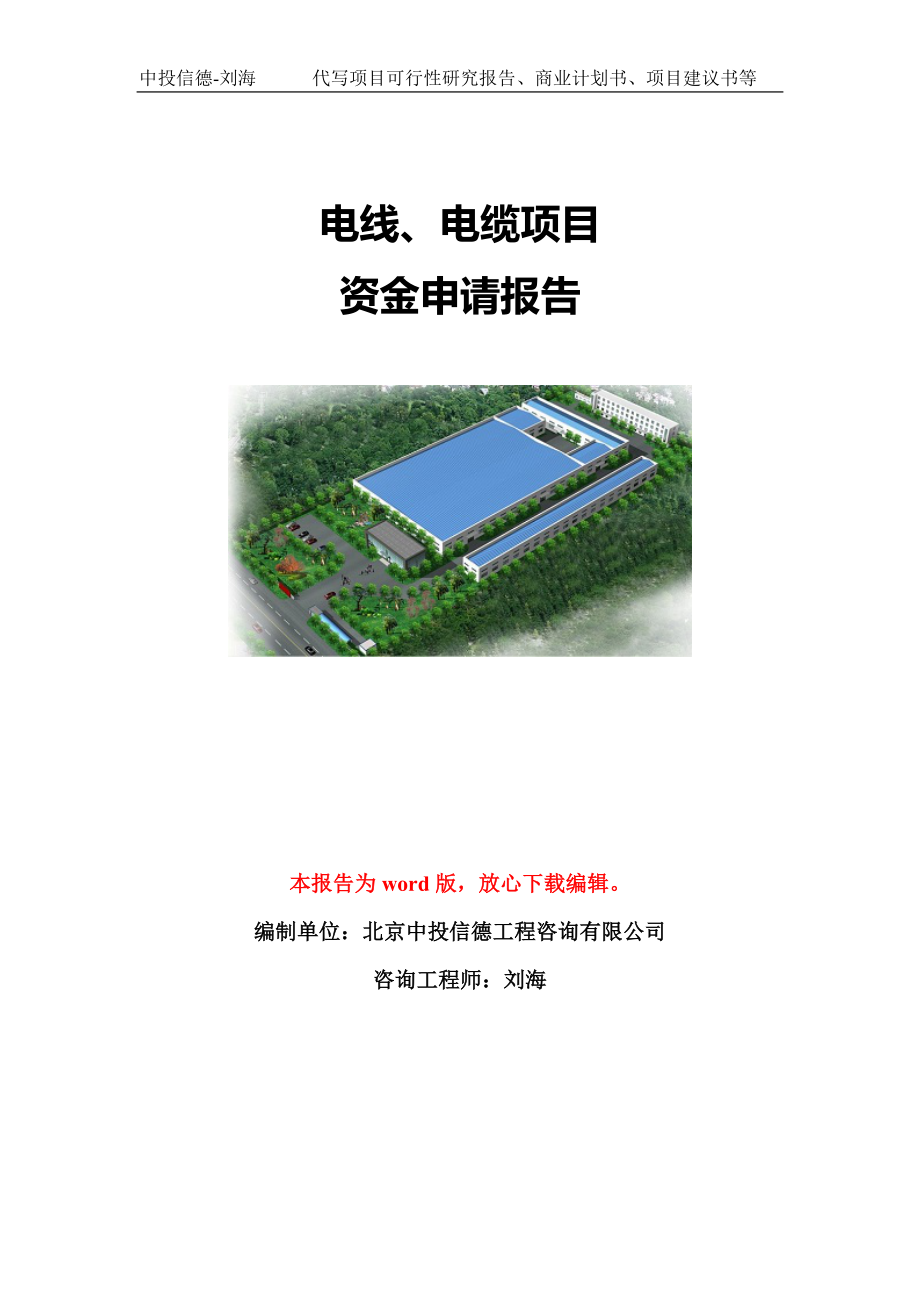 电线、电缆项目资金申请报告模板定制_第1页