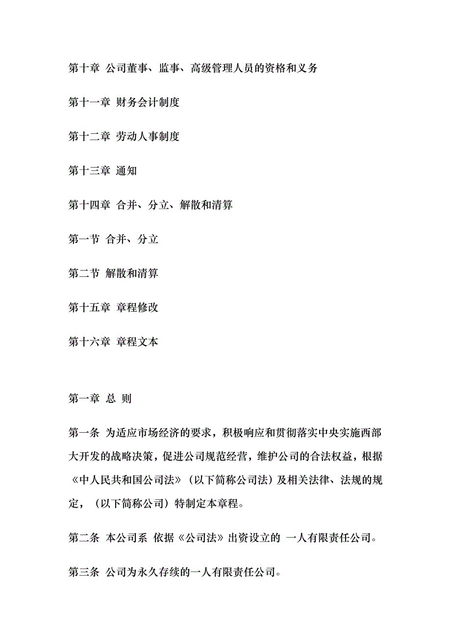 法律--一人有限责任公司章程范本_第2页