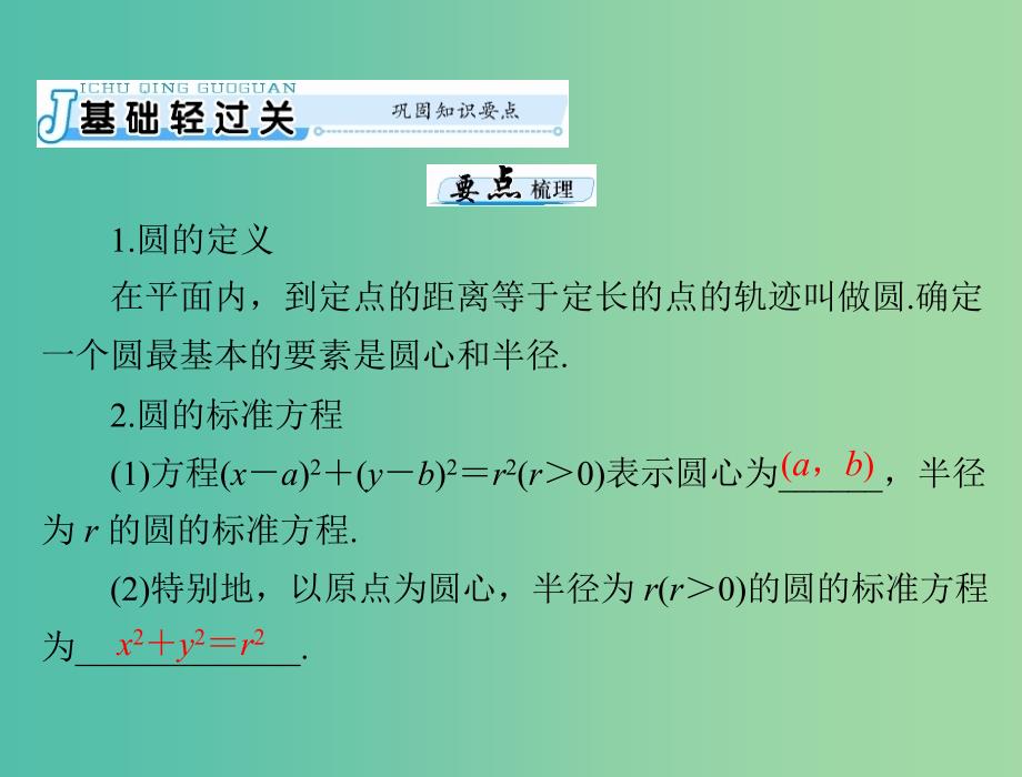 高考数学一轮总复习 第七章 解析几何 第3讲 圆的方程课件 文.ppt_第3页