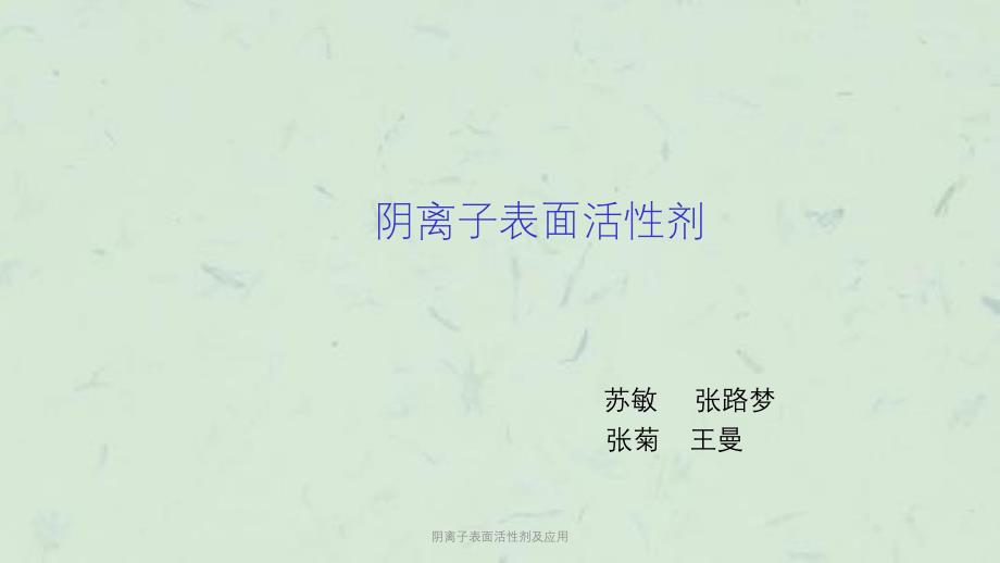 阴离子表面活性剂及应用课件_第1页