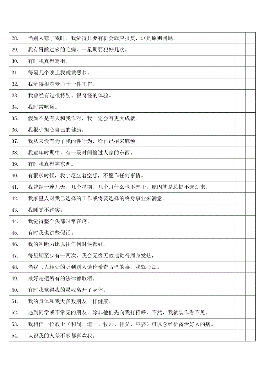 明尼苏达个性测验量表MMPI(566题版)(共22页)_第3页