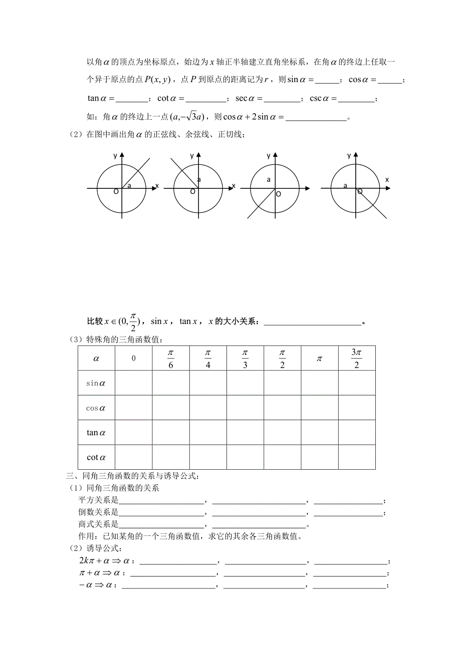 高中数学知识点扫描 四 三角函数练习题_第2页