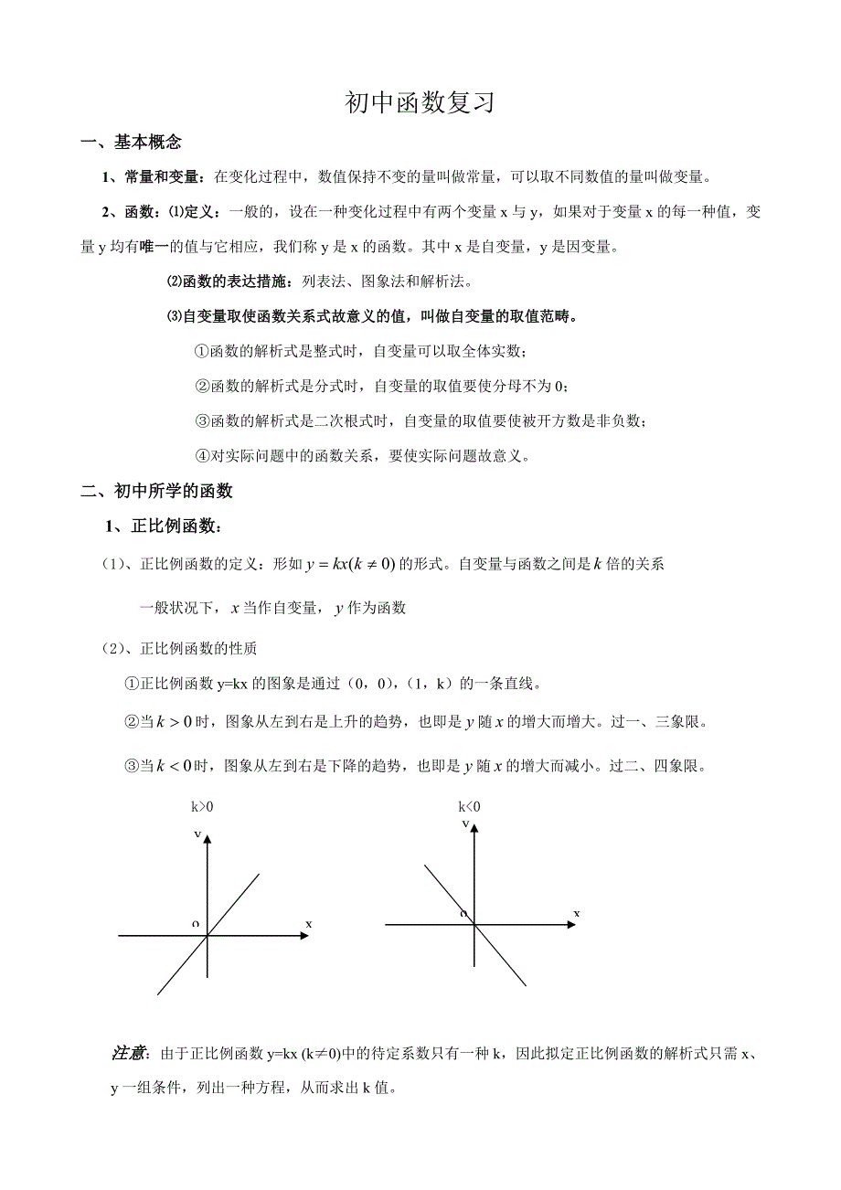 初中函数复习专题-适合初三学生_第1页