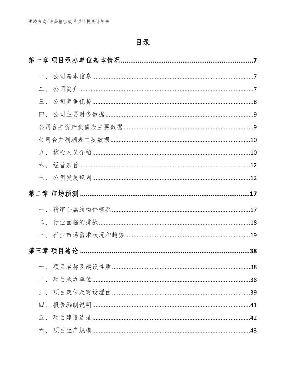 许昌精密模具项目投资计划书【模板范文】_第2页