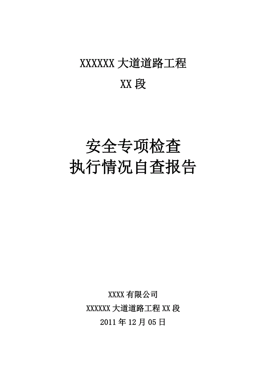 安全专项检查执行情况报告自查报告_第1页