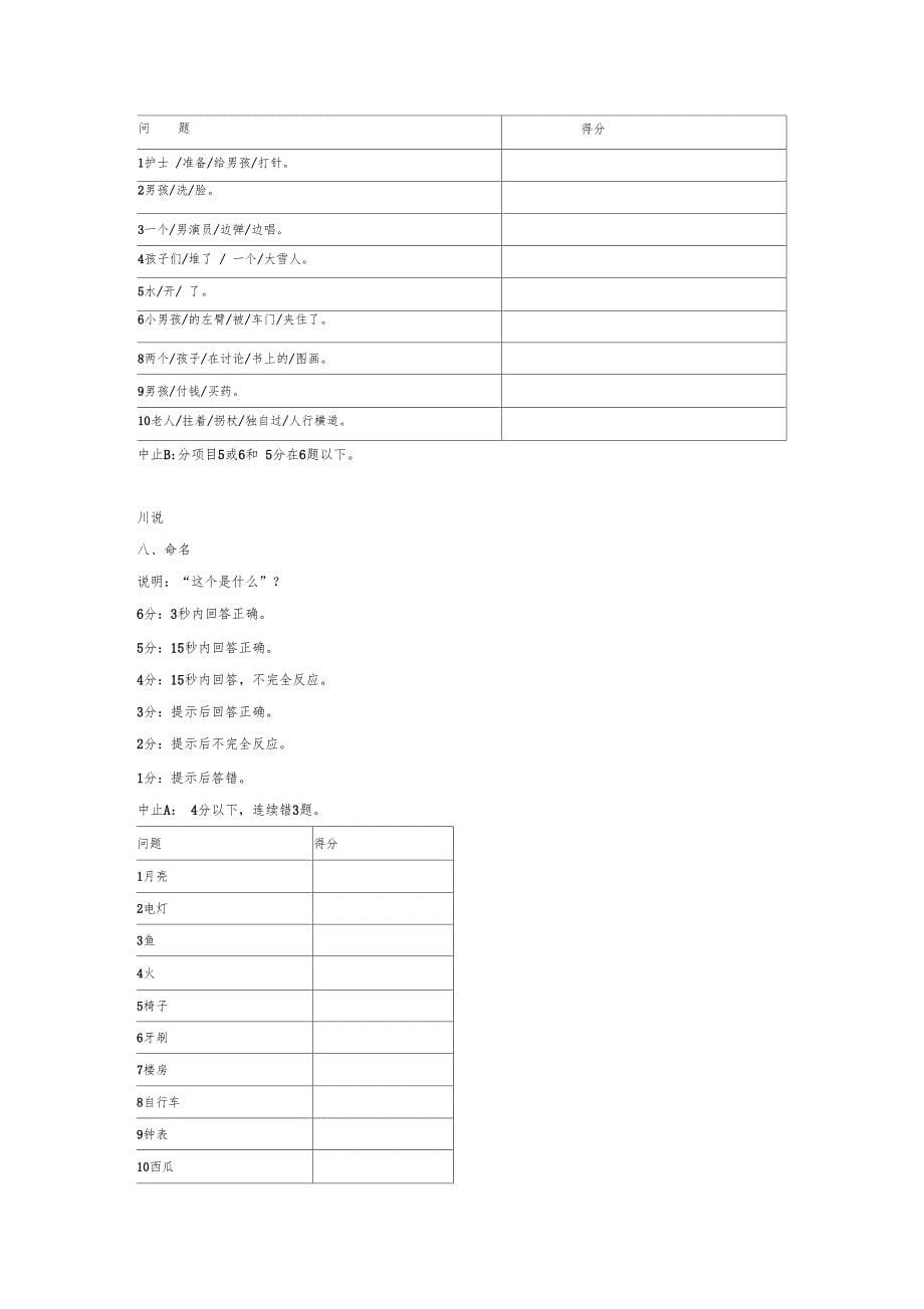 中国康复研究中心汉语标准失语症检查表_第5页