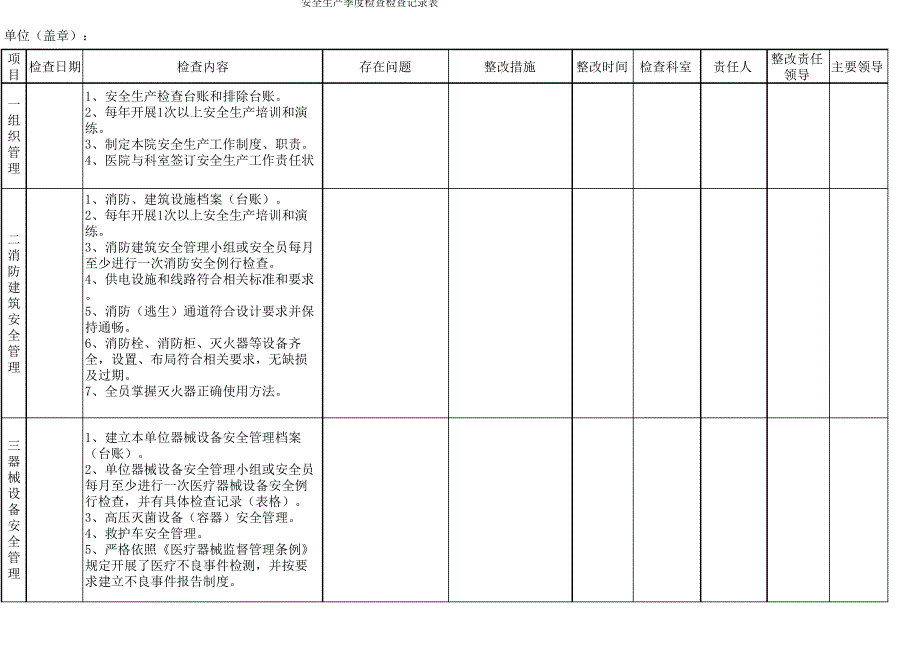 安全生产大检查记录表_第1页