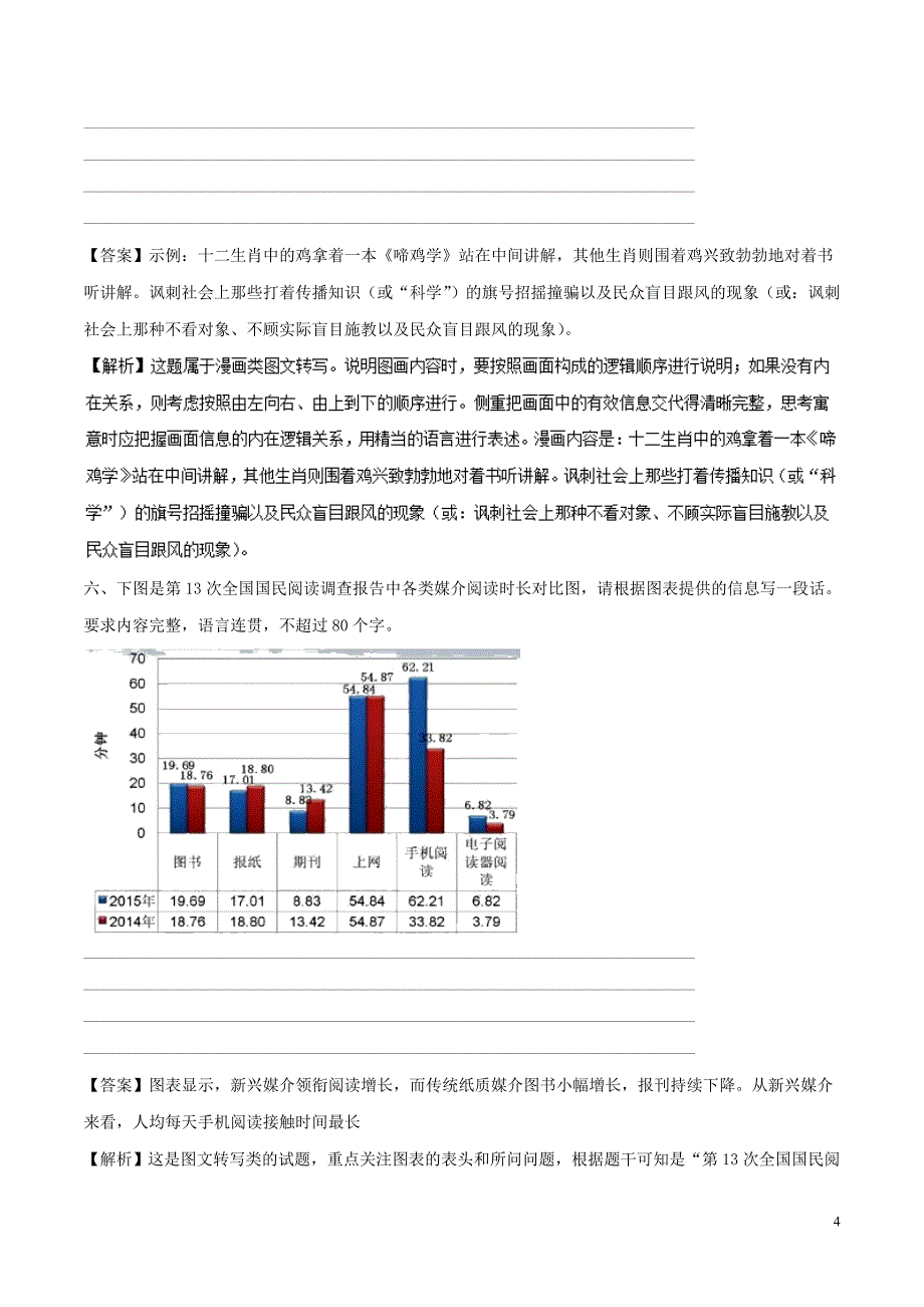 2018年高三语文一轮总复习（语言文字应用 图文转写）第05课 模拟考试（含解析）_第4页