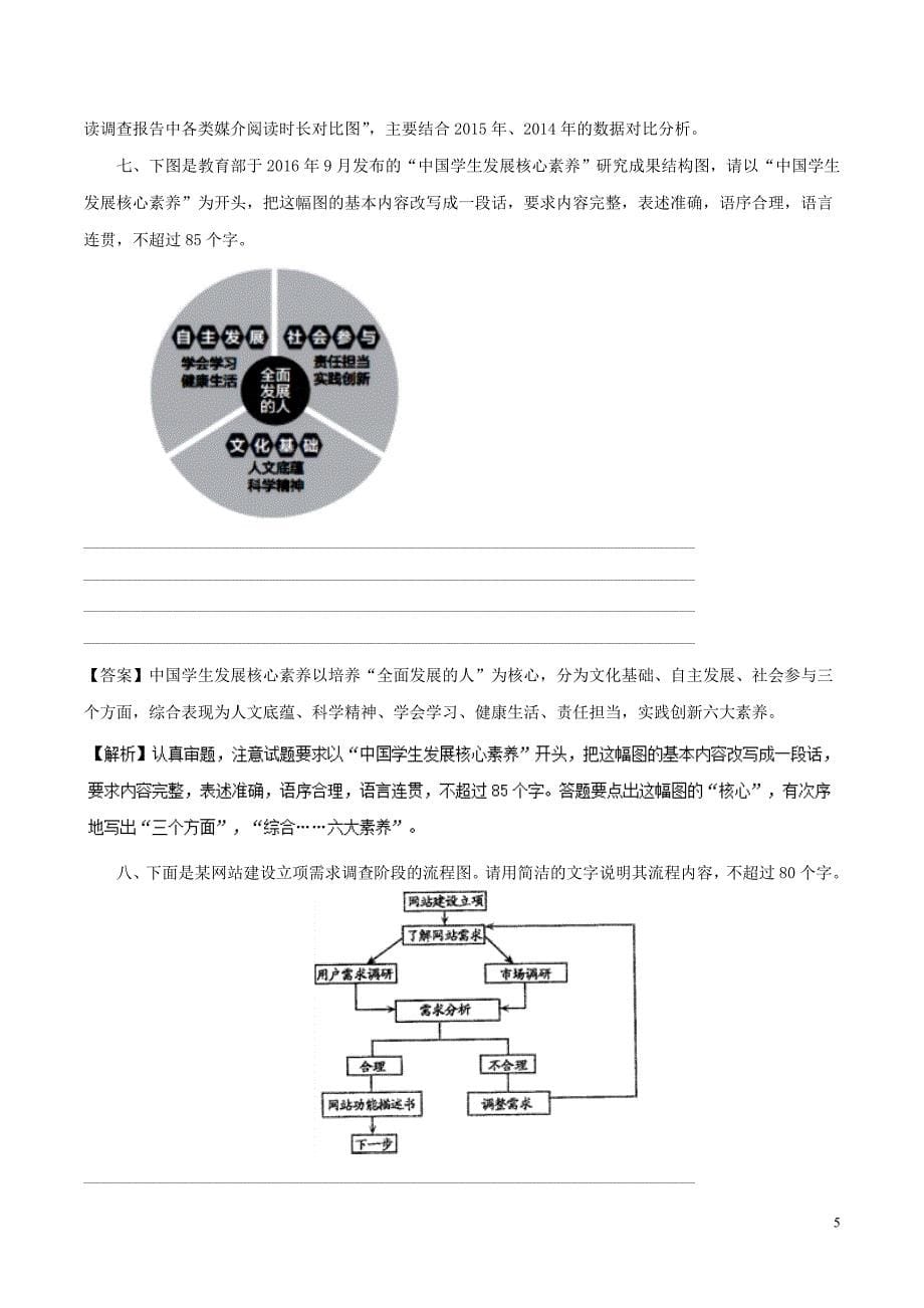 2018年高三语文一轮总复习（语言文字应用 图文转写）第05课 模拟考试（含解析）_第5页