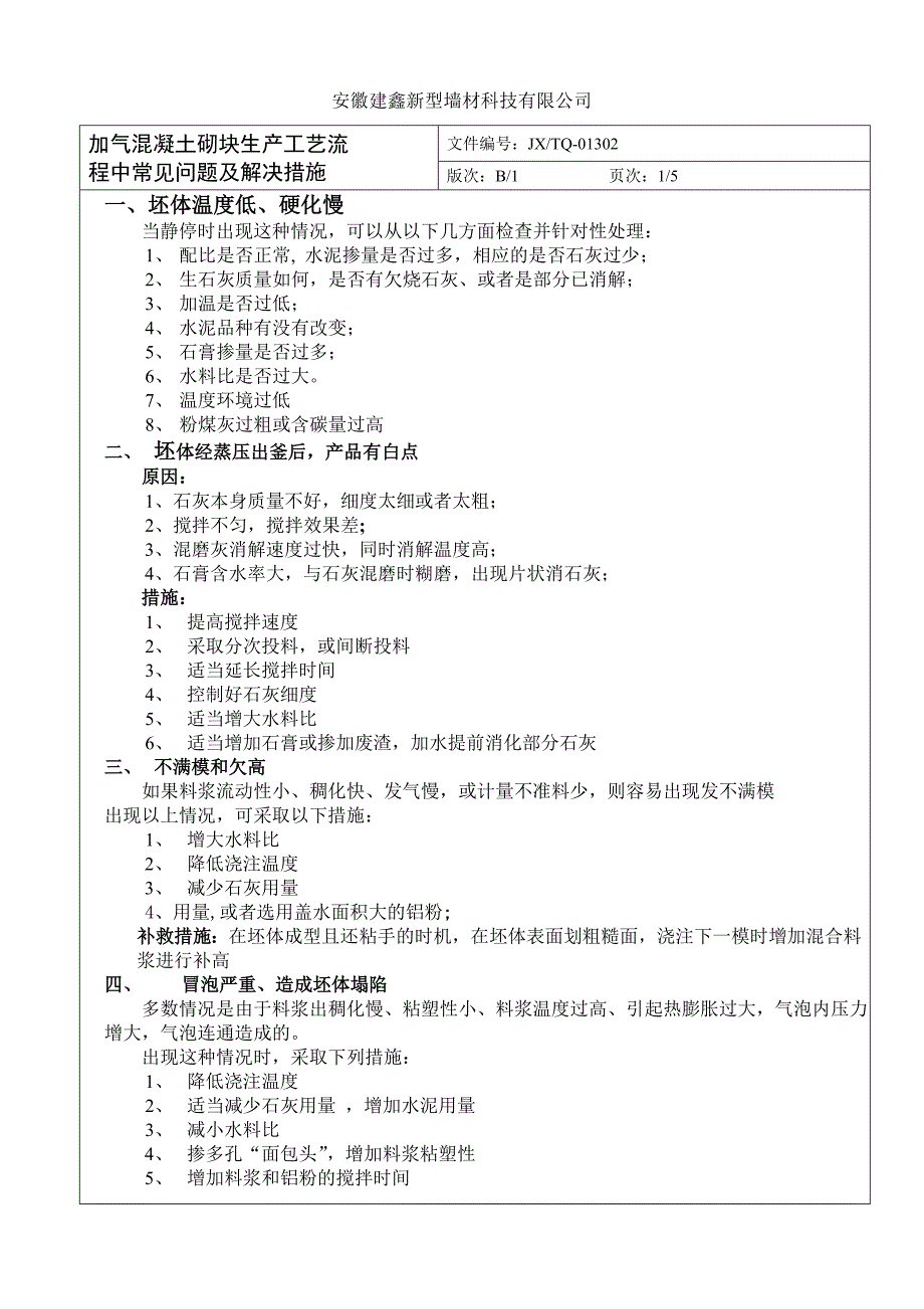 加气砖存在的问题点滴及解决措施_第1页