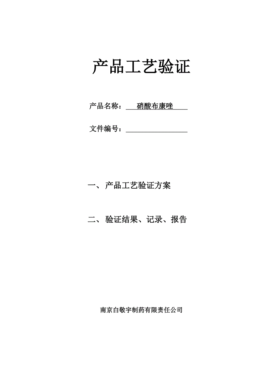 南京白敬宇制药验证文件硝酸布康唑工艺验证及报告_第2页