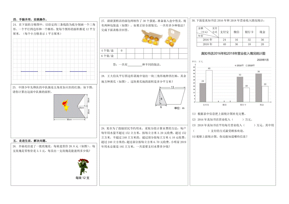 苏教版五年级数学上册期末学生发展绿色指标评价测试（安徽合肥真卷含答案）_第2页