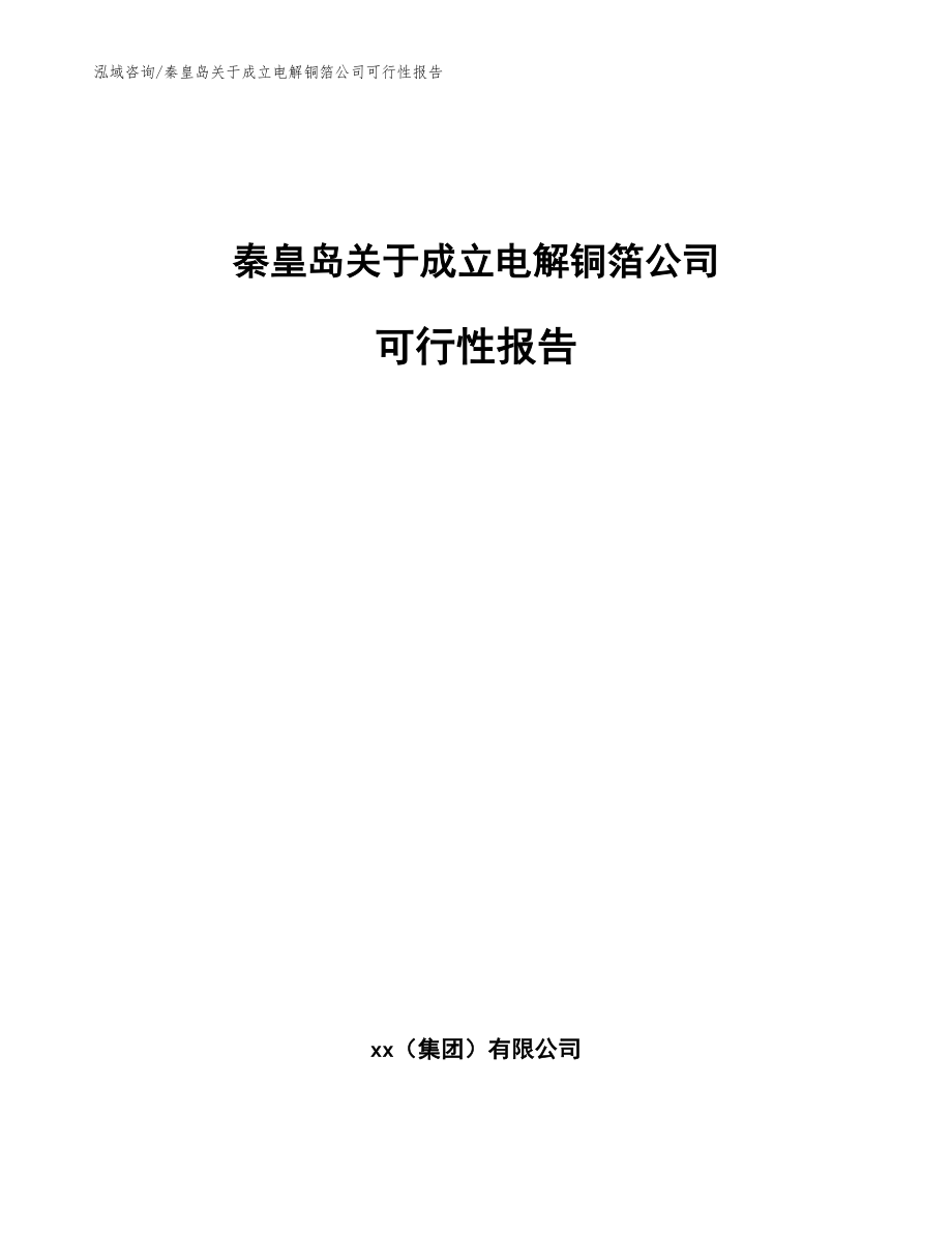 秦皇岛关于成立电解铜箔公司可行性报告【范文】_第1页