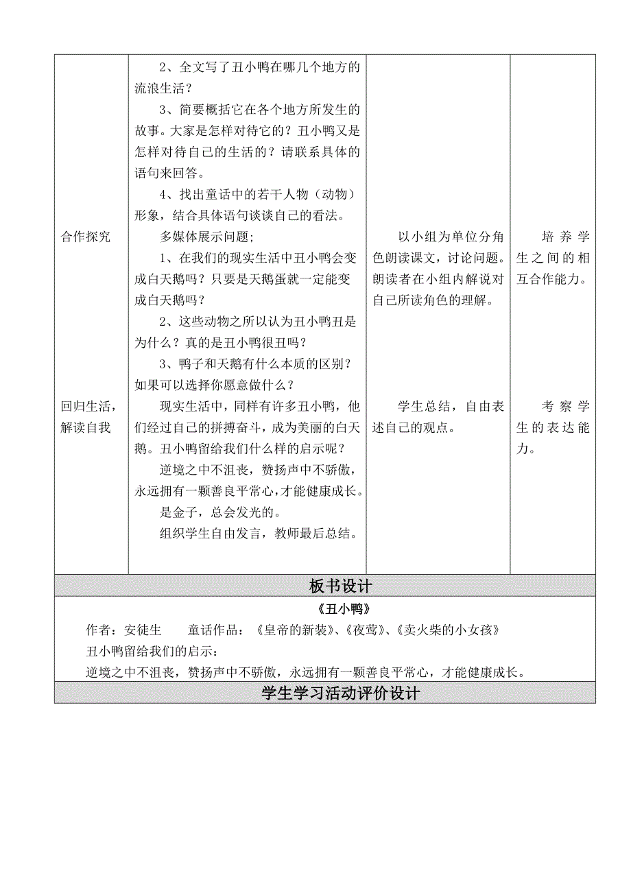 《丑小鸭》教学设计与反思.doc_第2页