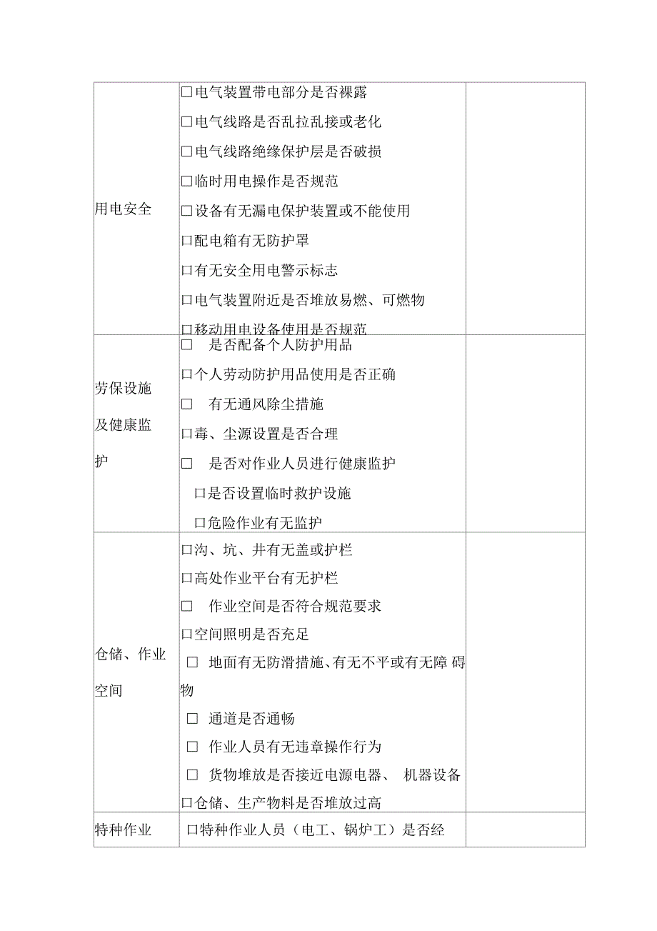 公司企业日常安全生产检查记录表_第2页