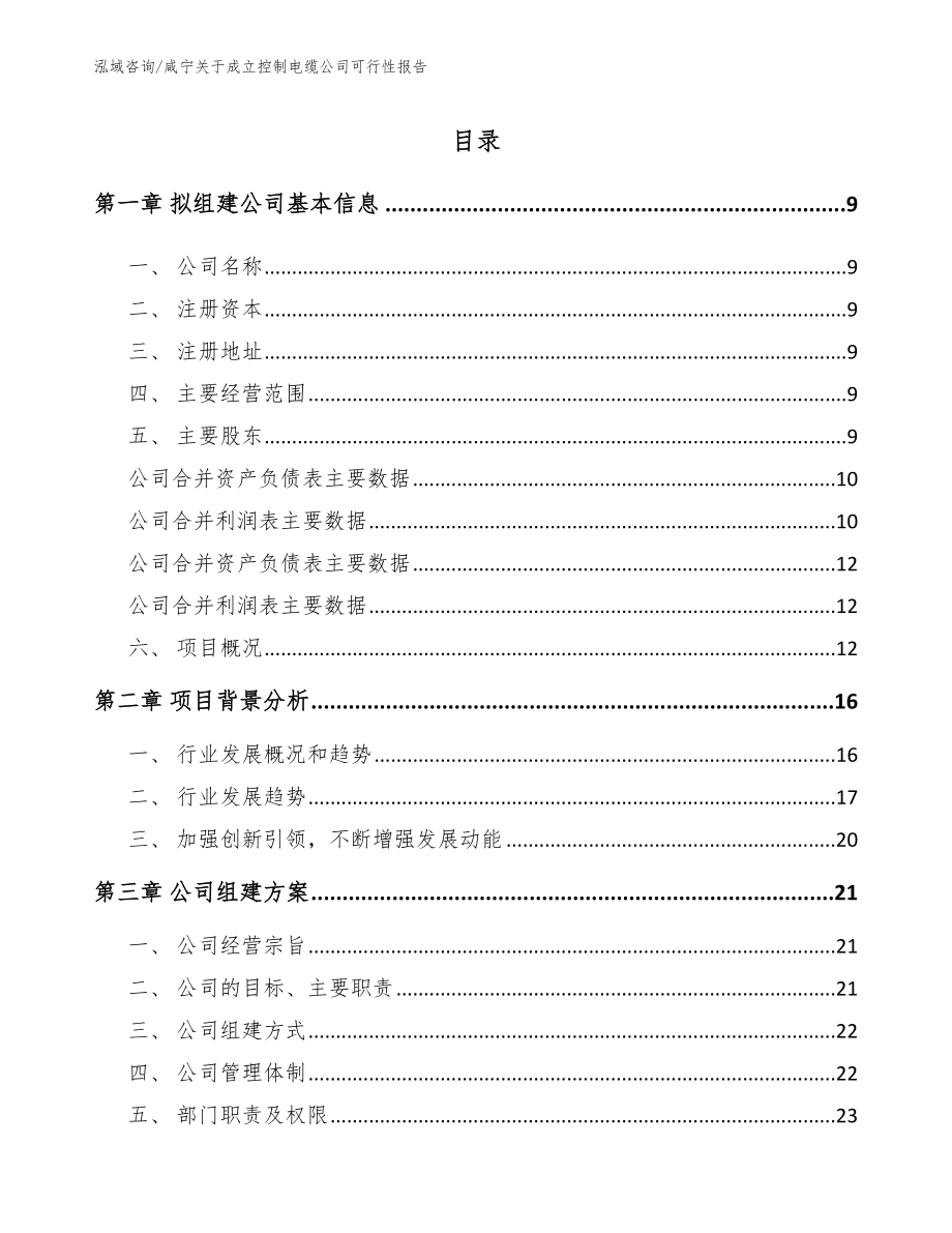 咸宁关于成立控制电缆公司可行性报告【参考模板】_第2页