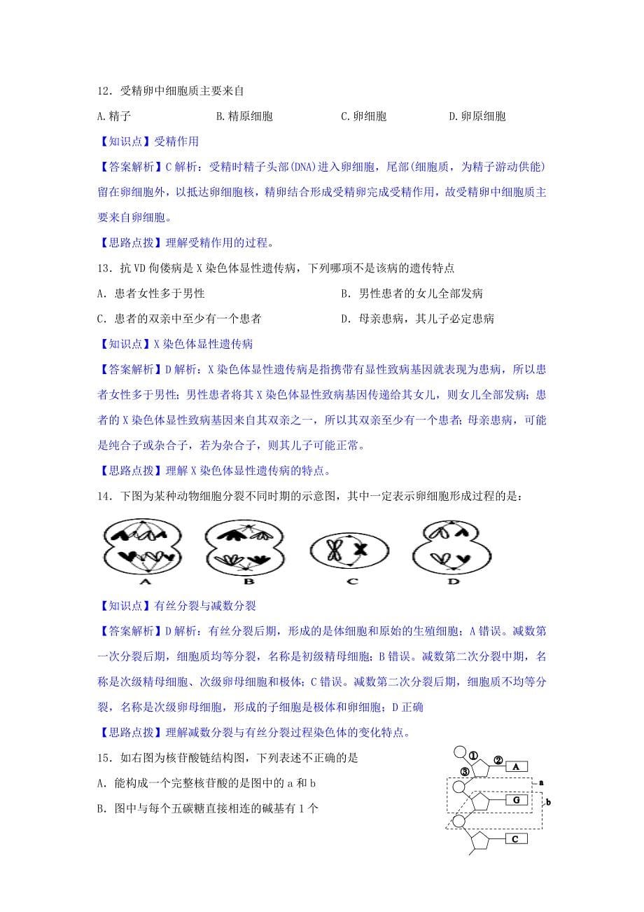 2022年高一下学期期末考试生物试题 含解析_第5页