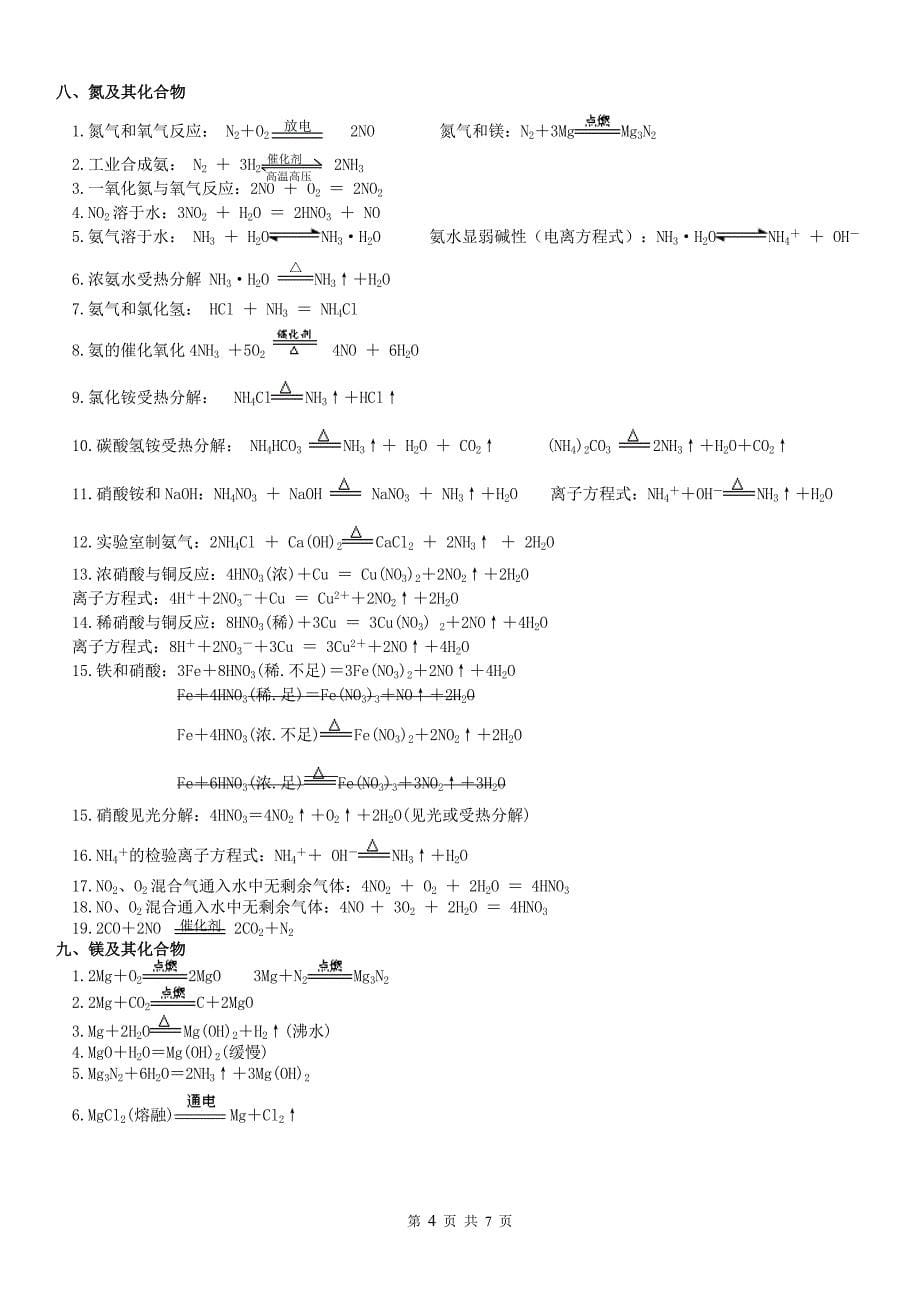 (完整word版)高中必修化学方程式归纳(超详细).doc_第5页