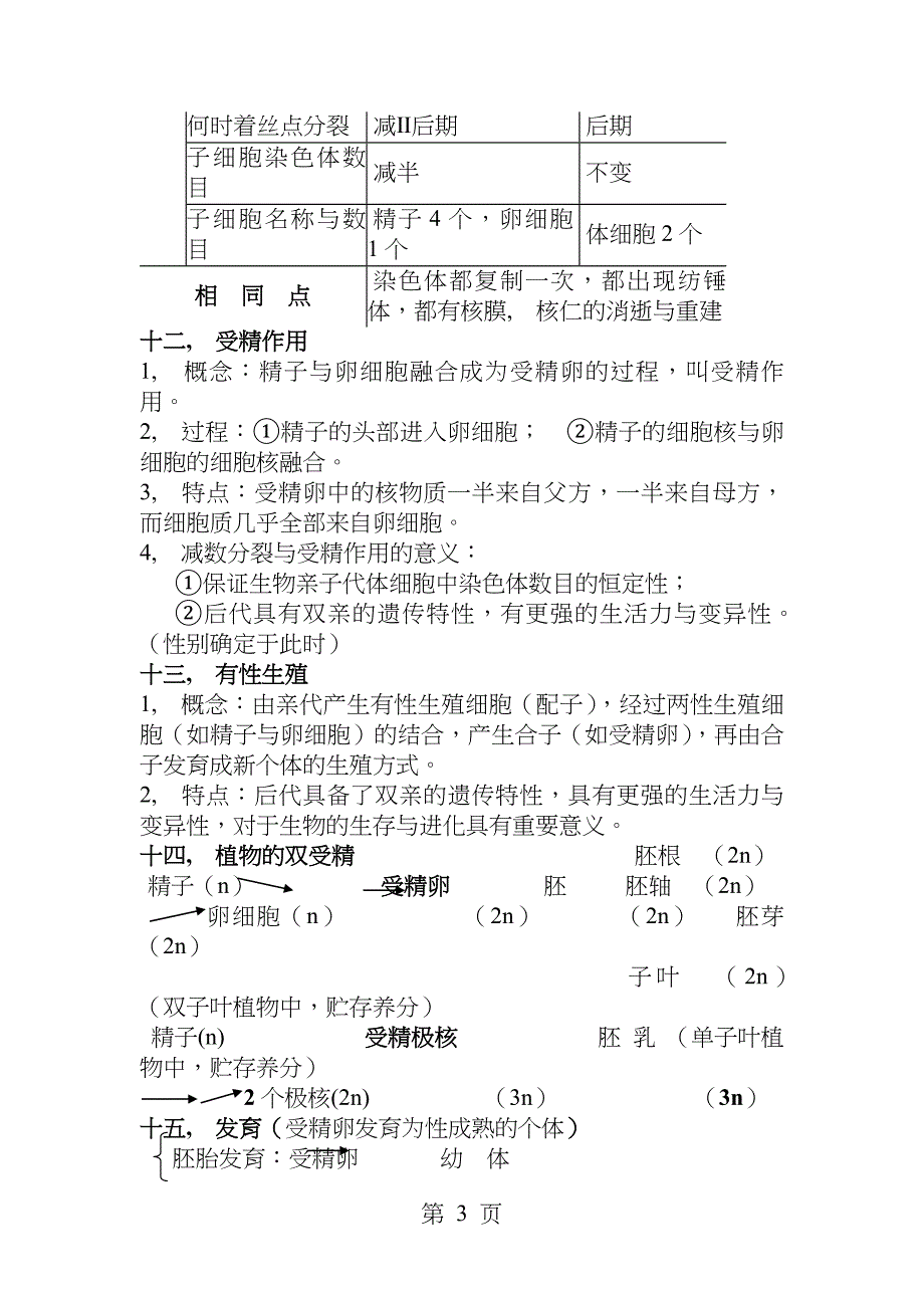 减数分裂知识点归纳_第3页