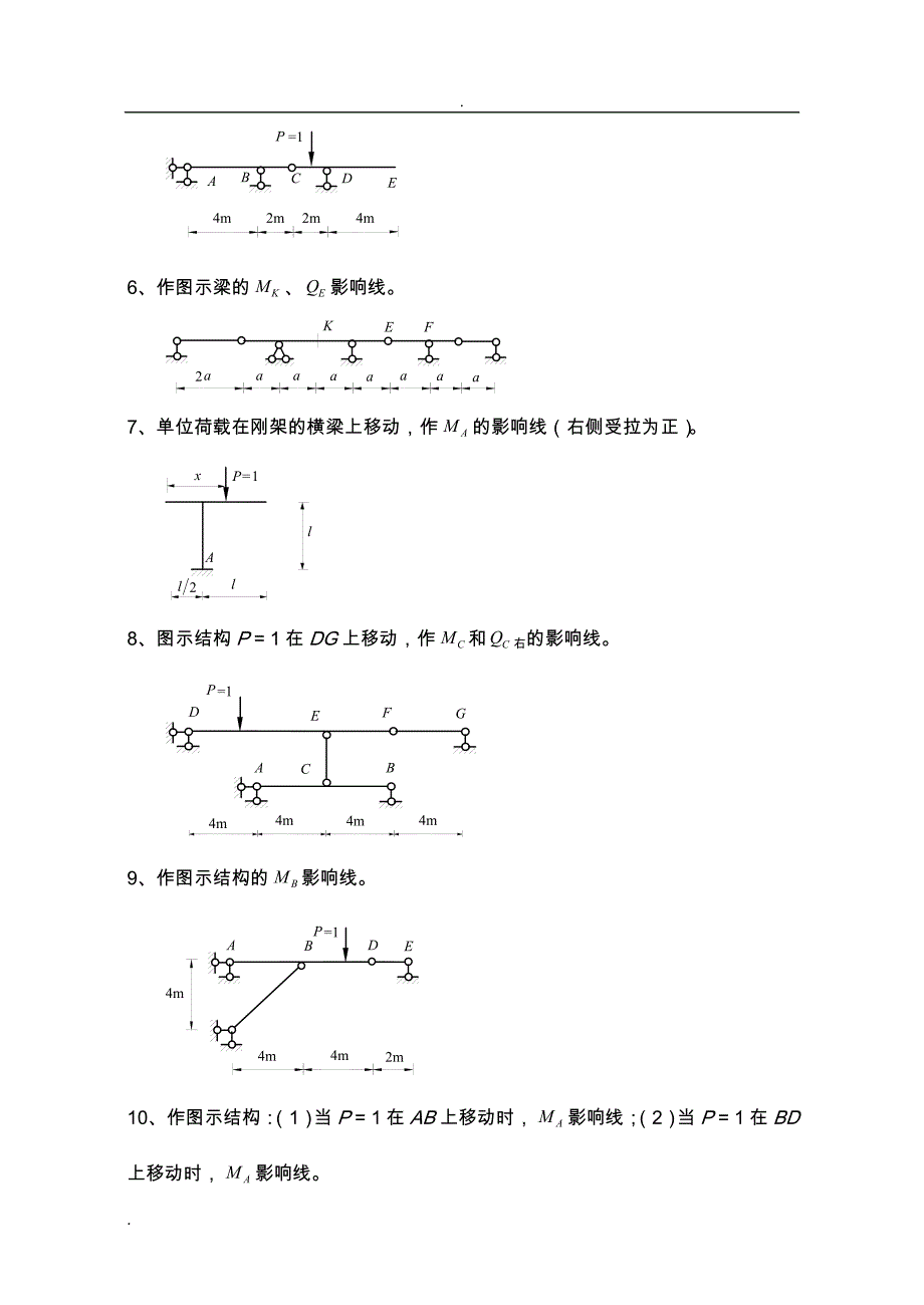 结构力学影响线习题及答案_第2页