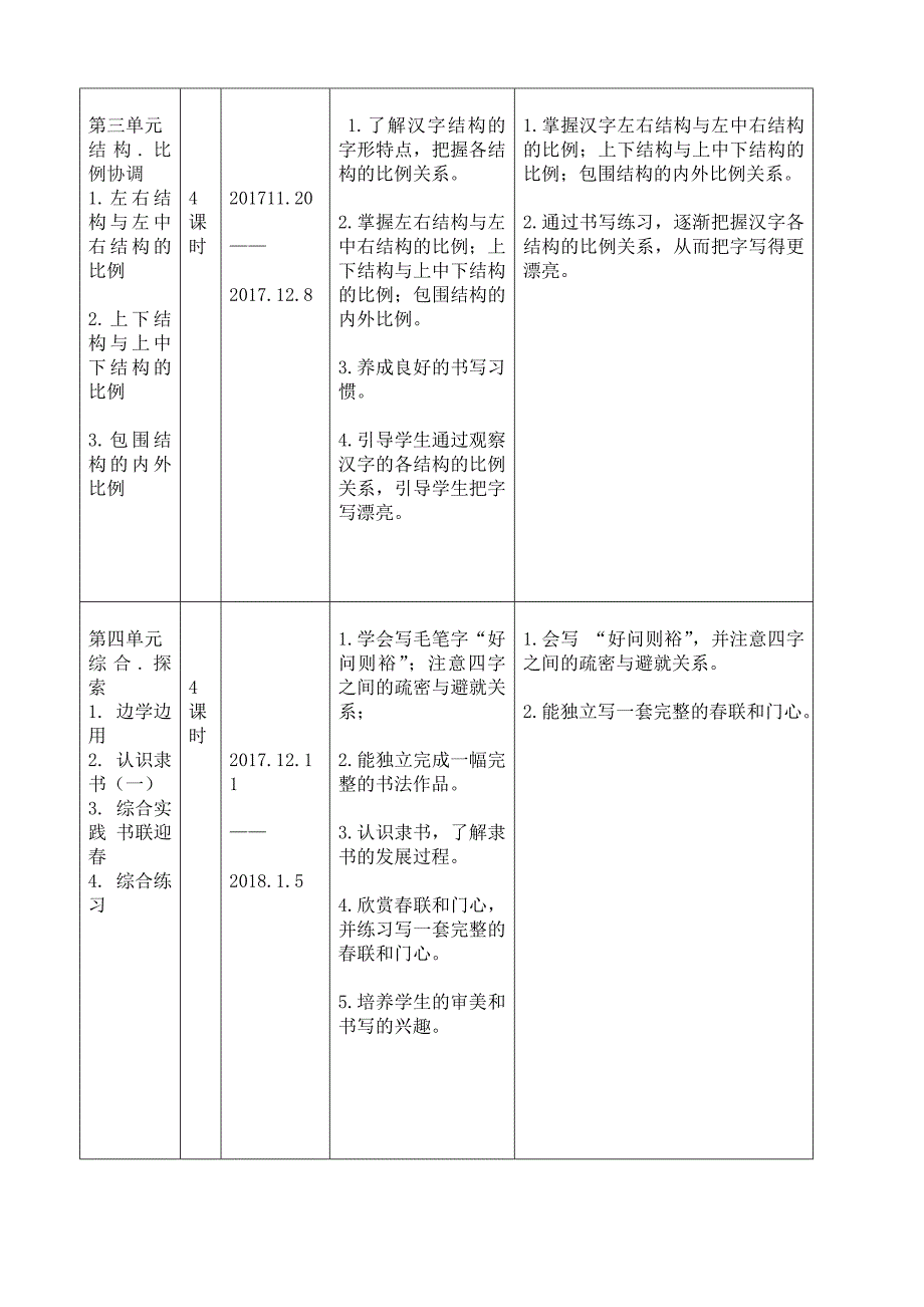 2017-2018五年级（上）书法教学计划表.doc_第3页